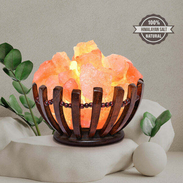 Bowl Basket Pink Salt Lamp